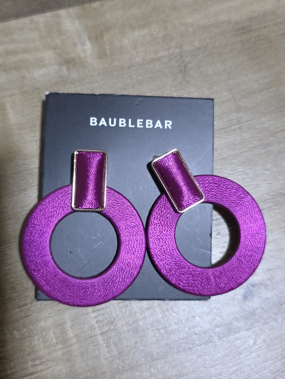 BaubleBar magenta thread-wrapped circular drop earrings New